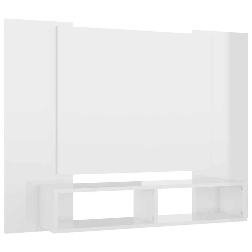 Vidaxl Nástenná TV skrinka lesklá biela 120x23,5x90 cm drevotrieska