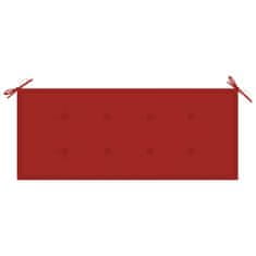 Vidaxl Záhradná lavička s červeným vankúšom 240 cm tíkový masív