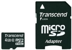 Transcend Micro SDHC 4GB Class 10 + adaptér (TS4GUSDHC10)