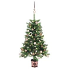 Vidaxl Umelý vianočný stromček s LED a súpravou gulí 65 cm zelený