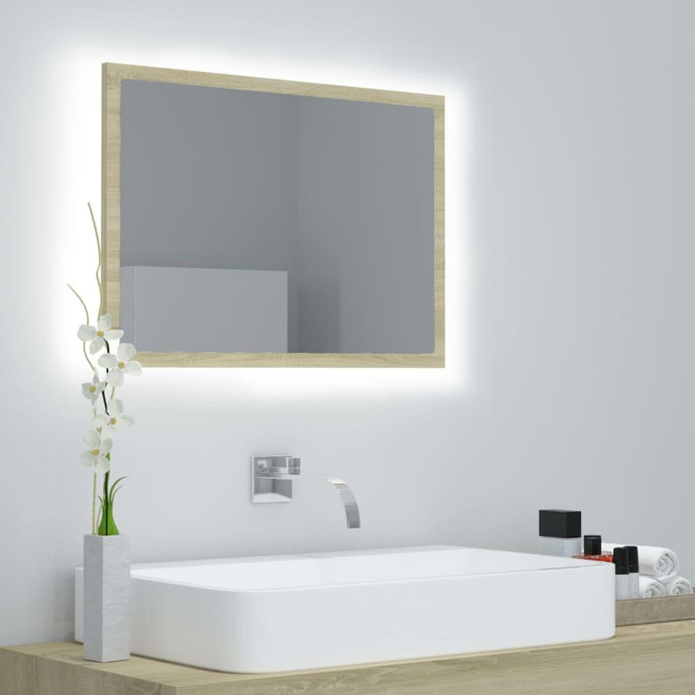 Vidaxl Kúpeľňové LED zrkadlo dub sonoma 60x8,5x37 cm drevotrieska