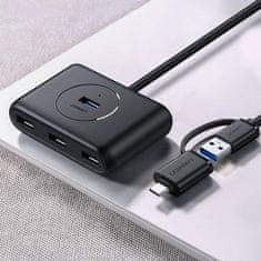 Ugreen CR113 HUB adaptér 4x USB / USB-C 1m, čierny