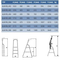 ELKOP Rebrík schodíkový ALW RS 403, 3 stupne (2+1), 3 stupne (2+1)