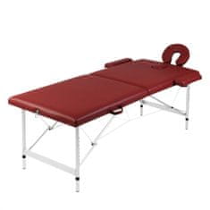 Petromila vidaXL Červený skladací masážny stôl, 2 zóny, hliníkový rám