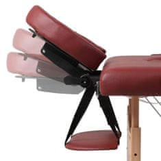 Vidaxl Červený skladací masážny stôl s 3 zónami a dreveným rámom