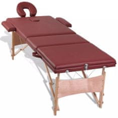 Petromila vidaXL Červený skladací masážny stôl s 3 zónami a dreveným rámom