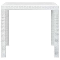 Vidaxl Záhradný stôl biely 79x79x72 cm plastový s ratanovým vzhľadom
