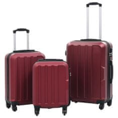 Petromila vidaXL 3-dielny set cestovných kufrov tvrdý kryt vínovo-červená ABS
