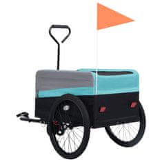 Vidaxl Príves za bicykel a ručný vozík XXL 2-v-1 modrý-sivý a čierny