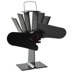 Vidaxl Teplom poháňaný ventilátor na krb s 2 lopatkami čierny