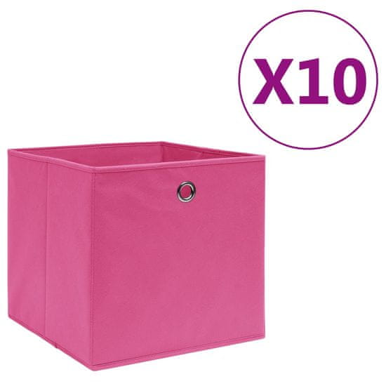 shumee Úložné boxy 10 ks, netkaná textília 28x28x28 cm, ružové
