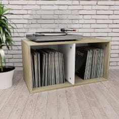 Vidaxl Box na vinylové platne biely a farby dubu sonoma 71x34x36 cm drevotrieska