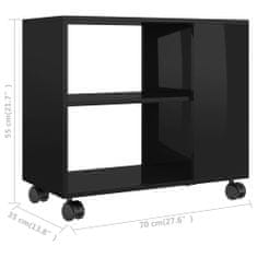 Vidaxl Príručný stolík lesklý čierny 70x35x55 cm drevotrieska