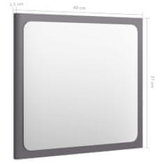 Vidaxl Kúpeľňové zrkadlo lesklé sivé 40x1,5x37 cm drevotrieska