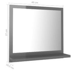 Vidaxl Kúpeľňové zrkadlo, lesklé sivé 40x10,5x37 cm, drevotrieska