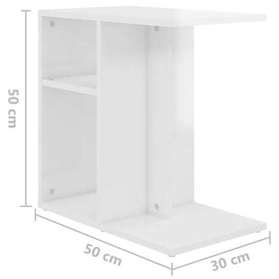 Vidaxl Príručný stolík lesklý biely 50x30x50 cm drevotrieska