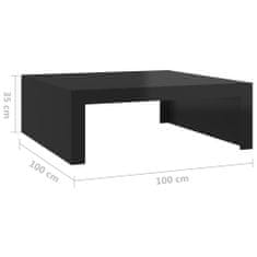 Vidaxl Konferenčný stolík, vysoký lesk, čierny, 100x100x35 cm, doska