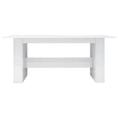 Vidaxl Jedálenský stôl lesklý biely 180x90x76 cm drevotrieska
