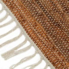 Vidaxl Ručne tkaný Chindi koberec svetlosivý a žltohnedý 80x160 cm kožený