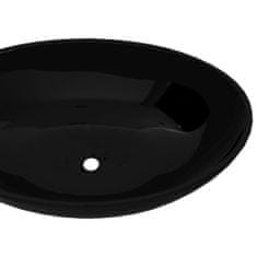 Vidaxl Luxusné keramické umývadlo, oválny tvar, čierne, 40 x 33 cm