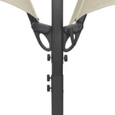 Vidaxl Dvojitý slnečník s 2 strieškami, 300x300 cm, krémový