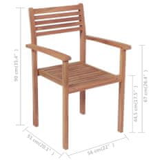Petromila vidaXL Stohovateľné záhradné stoličky 4 ks, tíkový masív