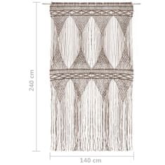 Petromila vidaXL Záclona macrame sivo-hnedá 140x240 cm bavlna
