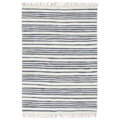 Vidaxl Ručne tkaný koberec Chindi modro-biely 80x160 cm bavlnený
