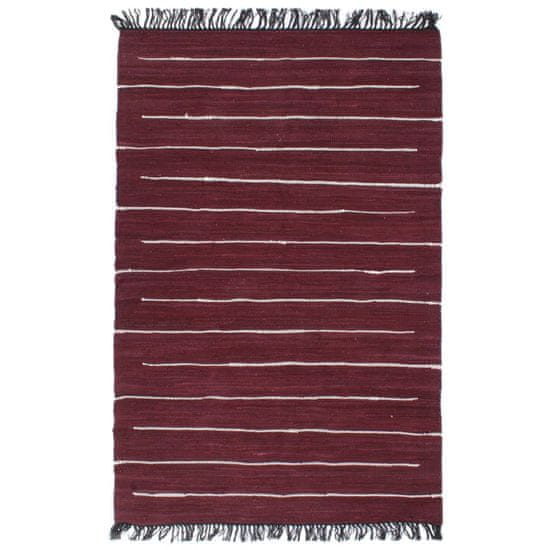 Vidaxl Ručne tkaný koberec Chindi vínový 80x160 cm bavlnený