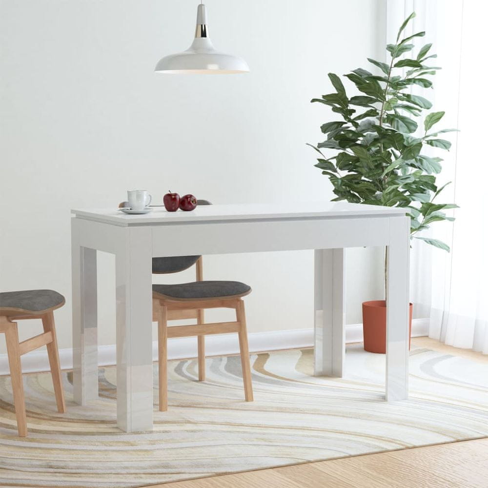 Petromila vidaXL Jedálenský stôl, lesklý biely 120x60x76 cm, drevotrieska