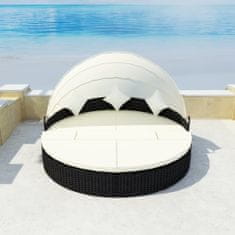 Vidaxl Záhradná posteľ so strieškou čierna 186x226 cm polyratanová