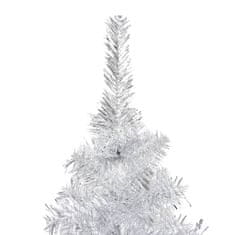 Vidaxl Umelý vianočný stromček s podstavcom, strieborný 210 cm, PET