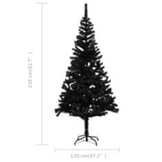 Vidaxl Umelý vianočný stromček s podstavcom, čierny 210 cm, PVC
