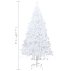 Vidaxl Umelý vianočný stromček s hustým ihličím, biely 210 cm, PVC