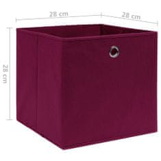 Greatstore Úložné boxy 4 ks, netkaná textília 28x28x28 cm, tmavočervené