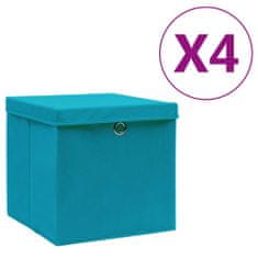 shumee Úložné boxy s vekom 4 ks, 28x28x28 cm, svetlomodré