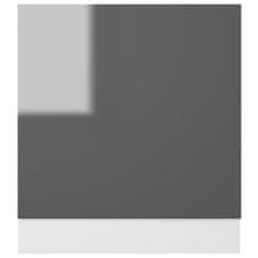 Vidaxl Dvierka na umývačku, lesklé sivé 59,5x3x67 cm, drevotrieska