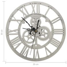 Vidaxl Nástenné hodiny, strieborné, 30 cm, akryl