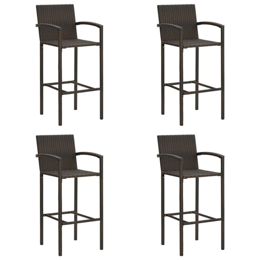 Vidaxl Barové stoličky 4 ks, hnedé, polyratan