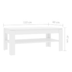 Vidaxl Konferenčný stolík, biely 110x60x47 cm, drevotrieska