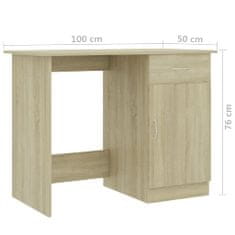 Vidaxl Písací stôl, dub sonoma 100x50x76 cm, drevotrieska