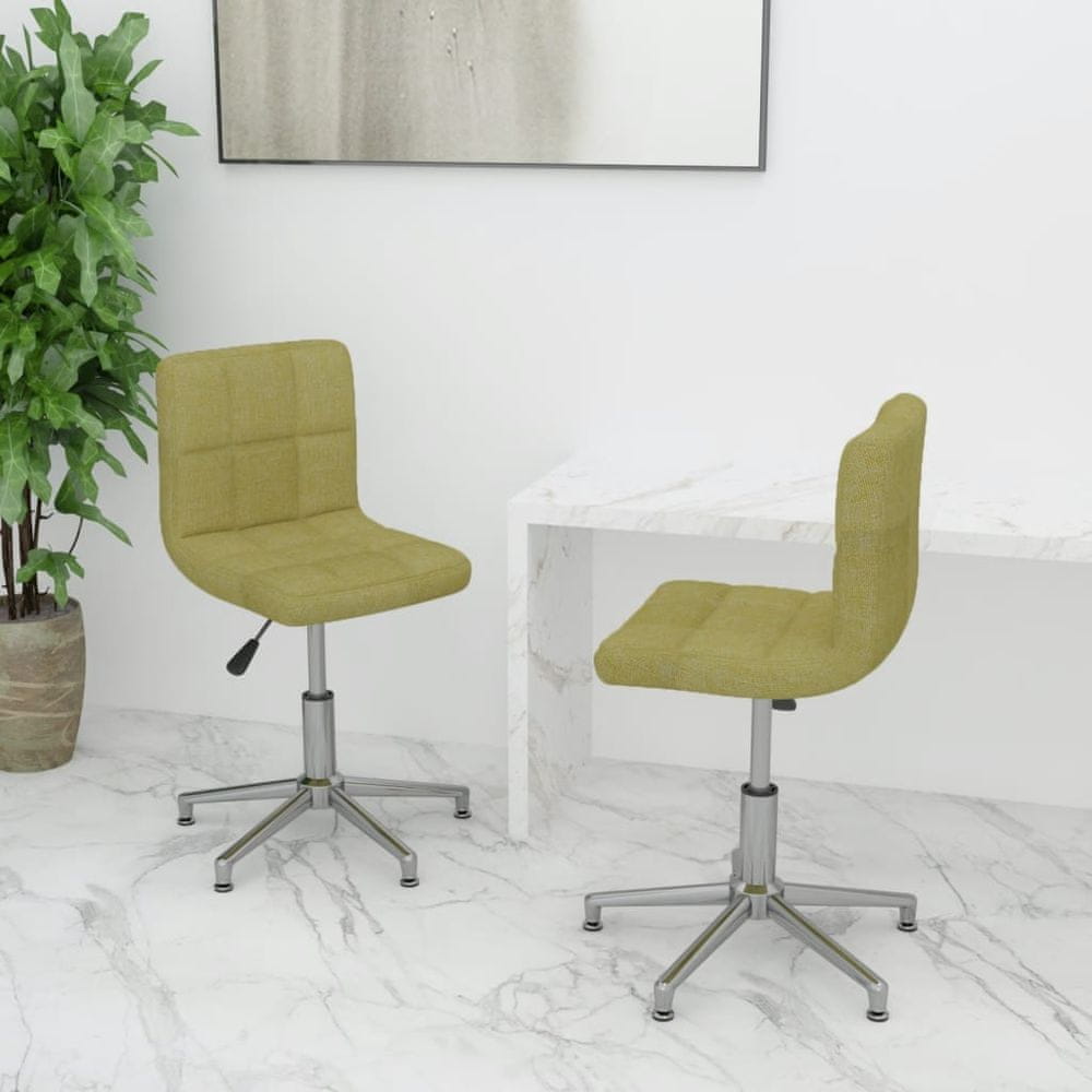 Vidaxl Otočné stoličky, 2 ks, zelené, čalúnené látkou