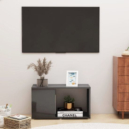 Vidaxl TV skrinka vysoký lesk sivá 60x24x32 cm drevotrieska