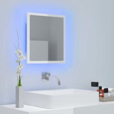 Vidaxl Kúpeľňové zrkadlo s LED, lesklé biele 40x8,5x37cm, drevotrieska