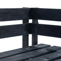 Vidaxl Rohová záhradná lavička z paliet, drevo, čierna