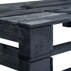 Vidaxl Rohová záhradná lavička z paliet, drevo, čierna