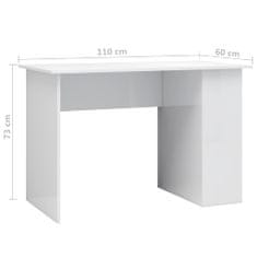 shumee Stôl lesklý biely 110x60x73 cm drevotrieska