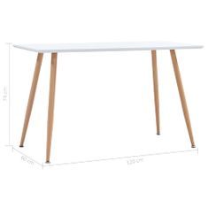 Vidaxl Jedálenský stôl, bielo dubový 120x60x74 cm, MDF