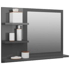 Vidaxl Kúpeľňové zrkadlo, lesklé sivé 60x10,5x45 cm, drevotrieska