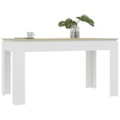 Vidaxl Jedálenský stôl, biely a dub sonoma 140x70x76 cm, drevotrieska